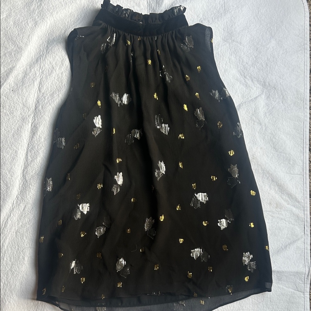 Like new Rebecca Taylor Black Blouse with Gold and Silver Accents
